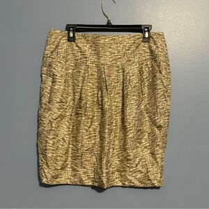Banana Republic Silk Lined Skirt EUC Cream Colored and Brown With Pockets!!